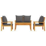 4 Piece Garden Lounge Set with Cushions Solid Wood Acacia 3211796