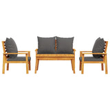 4 Piece Garden Lounge Set with Cushions Solid Wood Acacia 3211796