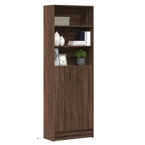 Highboard with LED Brown Oak 69x32.5x200 cm Engineered Wood 3307911
