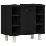Bathroom Furniture Set with Door 4 pcs Black 30 x 30 x 179.5 cm 3333047