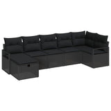 Sofa Set with Cushion with Storage 7 pcs Black Poly Rattan 3359202