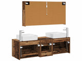 Bathroom Furniture Set 4 pcs Old Wood Engineered Wood and Glass 3406789