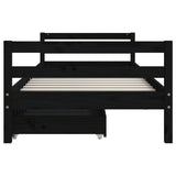 Kids Bed Frame with Drawers Black 80x200 cm Solid Wood Pine 834437