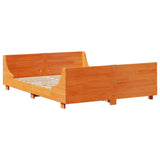 ZNTS Bed Frame without Mattress Wax Brown 140x190 cm Solid Wood Pine 3323775
