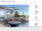 2.7m Garden Banana Parasol Cantilever Umbrella with Crank Handle, Double Tier Canopy and Cross Base T3398P314158