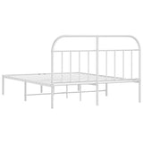 Metal Bed Frame without Mattress with Headboard White 150x200cm 353686