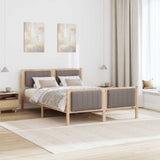 Bed frame Brown and taupe 135 x 190 cm Solid pine wood 878482