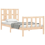 ZNTS Bed Frame without Mattress 90x190 cm Single Solid Wood Pine 3192196