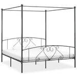 ZNTS 284445 Canopy Bed Frame without Mattress Grey Metal 180x200 cm Super King