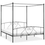 ZNTS 284445 Canopy Bed Frame without Mattress Grey Metal 180x200 cm Super King
