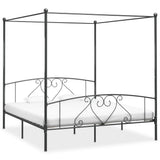 Bed Frame Grey Metal 200x200 cm Classic/Traditional 284446
