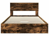 Storage Bed with Drawer Smoked Oak 100 x 200 cm Engineered Wood 3410830