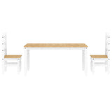 ZNTS 3 Piece Dining Set Panama White Solid Wood Pine 3345202