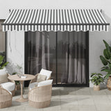 Retractable Awning Anthracite and White 3.5x2.5 m Fabric&Aluminium 3216119