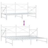 Daybed with Trundle without Mattress White 107x203 cm Steel 4104692