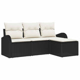 Sofa Set with Cushion 4 pcs Black and White Poly Rattan 3354656
