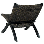 Relaxing Chair Black Natural Kubu Rattan and Solid Mahogany Wood 285802