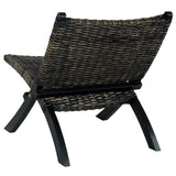 Relaxing Chair Black Natural Kubu Rattan and Solid Mahogany Wood 285802