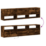 TV Wall Cabinet with LED Smoked Oak 180x31x45 cm 3307944