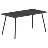 Rectangle Garden Table with Slat Top, Steel Frame, Outdoor Table for 6 Person, 150 x 80 x 74 cm, T3398P377593
