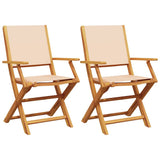 Garden Chairs 2 pcs Beige Solid Wood Acacia and Fabric 367672
