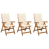Reclining Garden Chairs 3 pcs Natural Solid Acacia Wood 42041433