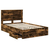 Bed Frame with Drawer Smoked Oak 120 x 200 cm Engineer Wood 3410195