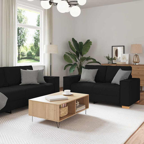 Sofa Set with Cushion 3 pcs Black 220 x 78 x 84 cm Fabric 3324611