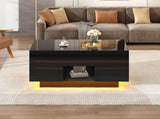 LED Lift-Top Coffee High Gloss Centre Table with 2 drawers & LED lights, Lifting Sofa Side N605P439616S