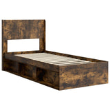 Bed Frame with Storage and Headboard Smoked Oak 75 x 190 cm 3414271