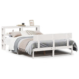 Bed Frame without Mattress White 150x200 cm King Size Solid Wood Pine 3305803