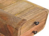 Solid Wood Extra Mini Curved Oak-ish Bedside, 2 Drawers, Brown B2743P403127
