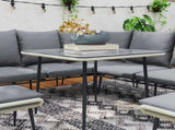 6 Piece Garden Furniture Set, Garden Corner Sofa Set with Thickened Cushions, Glass Top Table and T3398P320153