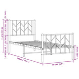 Metal Bed Frame without Mattress with Footboard White 75x190cm 374494