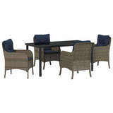 Garden Dining Set with Cushion 5 pcs Grey Poly Rattan 3380193