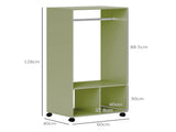 Open Wardrobe on Wheels, Bedroom Wardrobe with Clothes Hanging Rail, 2 Storage Shelves, Mobile T3398P328098