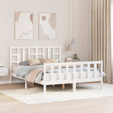 Bed Frame without Mattress White King Size Solid Wood Pine 3191977