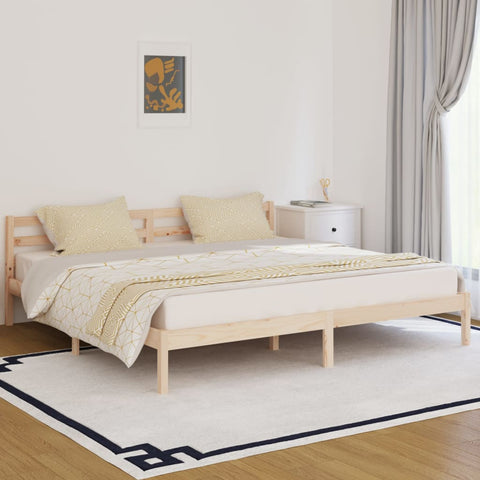 ZNTS Bed Frame without Mattress Solid Wood Pine 200x200cm 810450