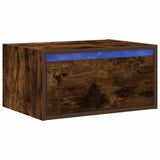Wall-mounted Bedside Cabinet with LED Lights Smoked Oak 860219