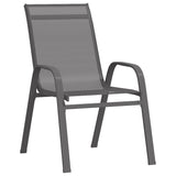 ZNTS Stackable Garden Chairs 2 pcs Grey Textilene Fabric 318778