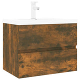 Sink Cabinet with Built-in Basin Smoked Oak Engineered Wood 3152870