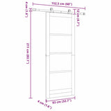 Sliding Door ORKDAL White 83 x 211 cm Solid Pine Wood and Glass 3332112
