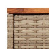 Garden Side Table with Wooden Top Beige 58x27.5x55 cm Poly Rattan 366072