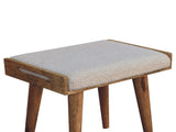 Solid Wood Boucle Cream Tray Style Footstool, Upholstered, Nordic Legs, Beige and Brown B2743P402989