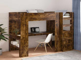 Loft Bed Frame with Desk Smoked Oak 90 x 200 cm Engineered Wood 3410455