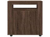 Narrow Bathroom Cabinet with Wheels Brown Oak Engineered Wood 855274