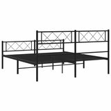 Metal Bed Frame without Mattress with Footboard Black 120x190cm 372292