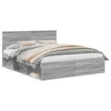 Bed Frame Grey Sonoma 160 x 200 cm Solid Pine Wood 3410578
