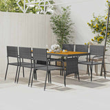 7 Piece Outdoor Dining Set Poly Rattan Grey 3120112
