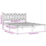 Metal Bed Frame without Mattress with Headboard White 150x200cm 376179